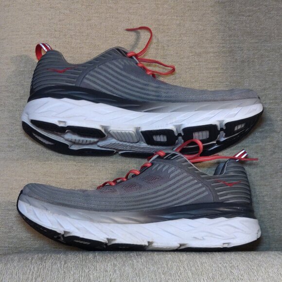 Hoka Men's Bondi 6 Running Shoe Red/Grey SIZE US 12.5 - Picture 7 of 9